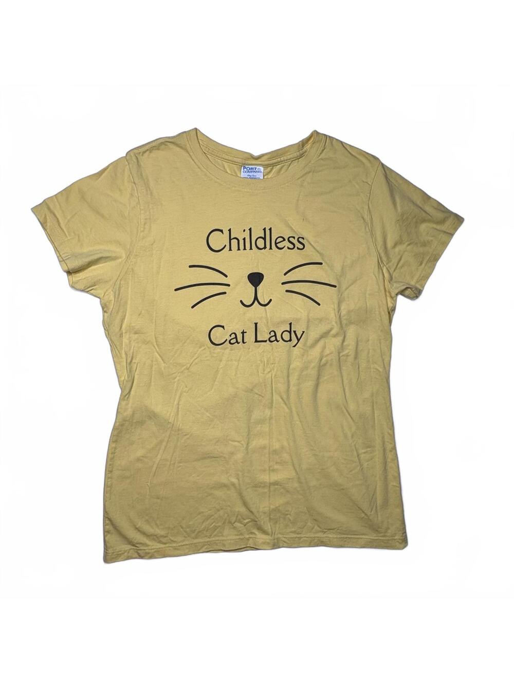 Childless Cat Lady T Shirt Yellow Ladies M